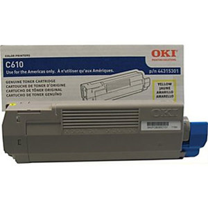  OKI Data 44315301 Yellow Toner Cartridge for C610 Series Printers, Yield Approx. 6000 Pages 
