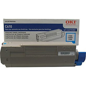  OKI Data 44315303 Cyan Toner Cartridge for C610 Series Printers, Yield Approx. 6000 Pages 