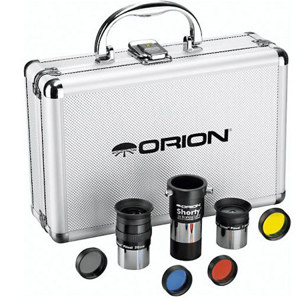  Orion 1.25" Telescope Accessory Kit, Includes 2 Sirius Plossl Eyepieces, 3 Color/1 Moon Eyepiece Filters, Barlow Lens, Carry Case 