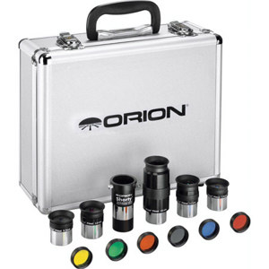  Orion 1.25" Premium Telescope Accessory Kit, Includes 5 1.25" Sirius Plossl Eyepieces, 5 1.25" Color Eyepiece Filters, 2 Shorty Barlow Lens 