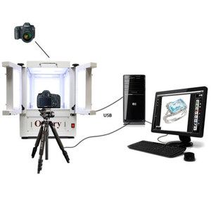 Ortery Ortery 3D PhotoBench 60 Photo Computer-Controlled Product Photo Light Studio with Transparent 360 deg. Spin Platform, 2 LED Spotlights, 16.8x16.8x23.4", 3D Product Photography