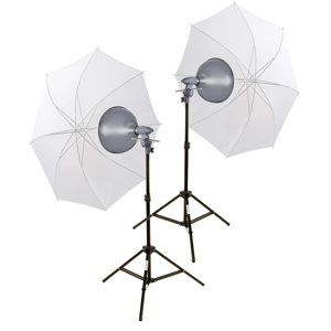  Interfit Photographic EZ-Lite Tungsten Light Kit, with Two 500 Watt Heads, Bulbs, Umbrellas & Stands. 