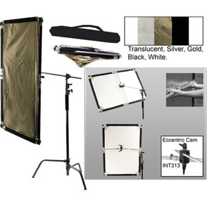  Interfit Photographic INT303, Large Flexilite 5" 1 Reflector Panel Kit, with Boom Arm, C Stand, Eccentric Cam & 59x79" Reflector 
