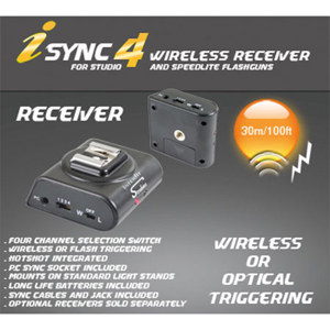  Interfit Photographic Strobies 'i SYNC 4' Wireless and Optical Receiver for Studio and Speedlite Flashguns 