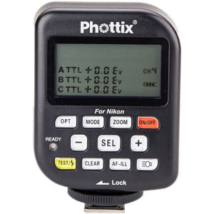  Phottix Odin TTL Flash Trigger Transmitter for Nikon, 2.4GHz Frequency, 4 Channels, 1/8000 sec Maximum Sync Speed, USB Port 