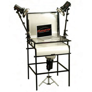 Photogenic 3-Light WEB Studio Floor Stand Strobe Kit, with 3 AKC 160 Constant Color Monolights, 2 Swivel Light Brackets, 1 Stand, 1 TST24 24" Shooting Table & 24" Riser Legs (AK60WK)