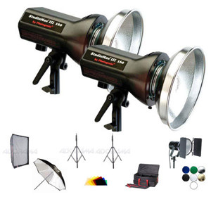  Photogenic AKC325K Basic Studio 2-Light Soft Box Kit, 2 StudioMax III AKC160 Strobe Monolights, 24x32" Soft Box, 45" White Panel Umbrella - Bundle - Smith Victor 2 Leaf Barndoor/Filter Holder Combo, Color Gel Filter Pack , 32" 7-in-1 Collapsible Disc Reflector 