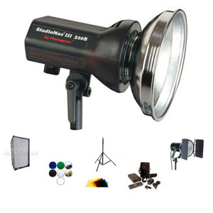 Photogenic AKC50BK 320 WS StudioMax Kit with AKC320B 320Ws StudioMax III Monolight Strobe, AK2432 24x32" Soft Box - Bundle - Smith Victor 2 Leaf Barndoor/Filter Holder Combo, Norman Color Gel Filter Pack , Flashpoint 32" 7-in-1 Collapsible Disc Reflector
