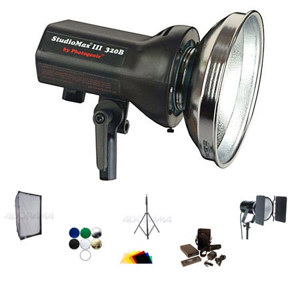  Photogenic AKC50BRK 320 WS StudioMax Kit, 320Ws Monolight with Radio, Battery Pack 24x32" Soft Box - Bundle - with Smith Victor 2 Leaf Barndoor/Filter Holder Combo, Norman Color Gel Filter Pack, Flashpoint 32" 7-in-1 Collapsible Disc Reflector 