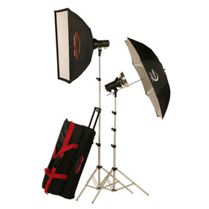  Photogenic AKC645BK 640 WS StudioMax Kit with Two 320Ws StudioMax III Monolight Strobes, AK2432 24x32" Soft Box 