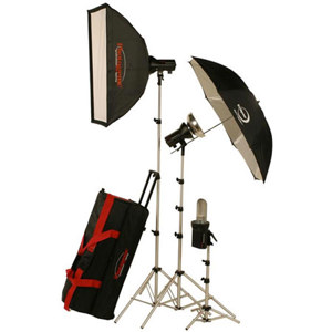  Photogenic AKC850K 800 WS Portrait Studio 3 Light Soft Box Kit with 2 AKC320, AKC160 StudioMax III Monolight Strobes, AK2432 StudioMax 24x32" Soft Box 