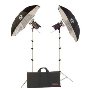  Photogenic PL2 Series 1000ws Portable Lighting Kit with 2-PL1250 Powelight Monolights, Stands, Umbrellas, & Case (PL1K) 