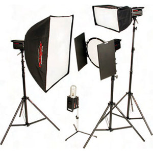  Photogenic PL-600K, 2000ws Solair Powerlight Kit, with Four PL500DRC 500ws Solair Monolights, Stands, Soft Boxes, Reflectors & Barndoors (PL600K) 
