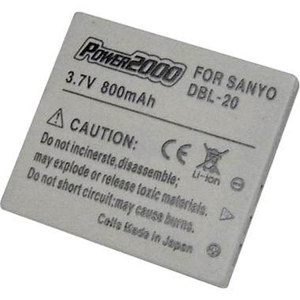 Image :  Power2000 DB-L20 Replacement 3.7v 800mAh Lithium Ion Battery for Sanyo DB-L20 Digital Camera Battery 
