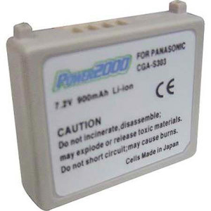 Power2000 CGA-S303 Replacement 7.2v 900mAh Lithium Ion Battery for Panasonic CGA-S303 Digital Camera Battery Thumbnail Image