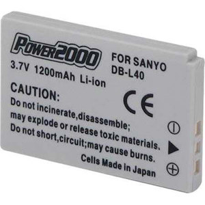 Image :  Power2000 DB-L40 Replacement 3.7v 1200mAh Lithium Ion Battery for Sanyo DB-L40 Digital Camera Battery 