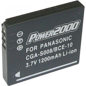 Image :  Power2000 CGA-S008/ BCE-10 Replacement 3.7v 1200mAh Lithium Ion Battery for Panasonic CGA-S008 BCE-10 and Leica BP-DC6 Digital Camera Batteries 