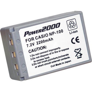 Power2000 NP-100C Replacement Lithium-Ion Rechargeable Battery 7.2v 2200mAh for Casio Digital Cameras Thumbnail Image
