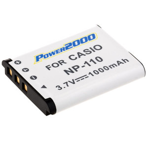Power2000 NP-110 Replacement Lithium-Ion Rechargeable Battery 3.7v 1000mAh for Casio Digital Cameras Thumbnail Image