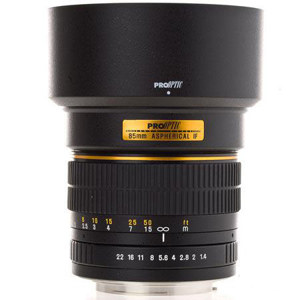  ProOptic 85mm f/1.4 Telephoto Manual Focus Lens for Nikon Mount SLR Cameras with Focus Confirm Chip 