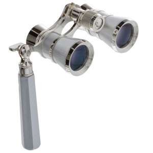  Adorama 3x25 Iolanta Opera Glass Binocular with Built-In Extendable Handle, Platinum with Silver Trim 