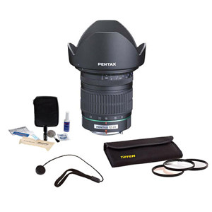  Pentax SMCP-DA 12-24mm f/4 AL (IF) Super AF Lens Kit, with Tiffen 77mm Photo Essentials Filter Kit, Lens Cap Leash, Professional Lens Cleaning Kit, 