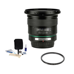  Pentax SMCP-DA 14mm f/2.8 ED IF Digital Auto Focus Lens Kit, U.S.A., with Tiffen 77mm UV Wide Angle Filter, Professional Lens Cleaning Kit 