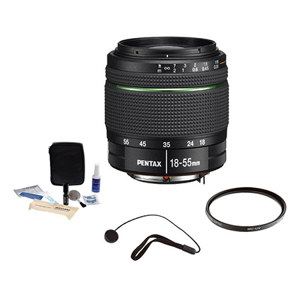  Pentax SMCP-DA 18-55mm f/3.5-5.6 AL WR (Weather Resistant) Af Lens Kit, with 52mm UV Filter, Lens Cap Leash, Professional Lens Cleaning Kit 