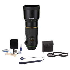  Pentax DA 300mm F/4 ED (IF) SDM Auto Focus Lens Kit,- U.S.A. with Tiffen 77mm Photo Essentials Filter Kit, Lens Cap Leash, Professional Lens Cleaning Kit, 