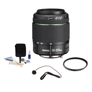  Pentax SMCP-DA 50-200mm f/4-5.6 ED WR (Weather Resistant) Lens Kit, with Tiffen 49mm UV Fil er, Lens Cap Leash, Professional Lens Cleaning Kit 