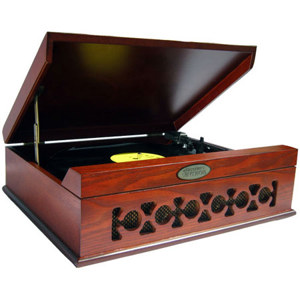 Pyle PVNTT6UMR Vintage Style Phonograph/Turntable, Mahogany: Picture 1 regular