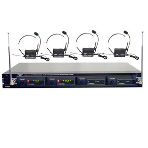 Pyle PDWM4400 Rack Mount 4 Mic VHF Wireless Lavalier/Headset System PDWM4400