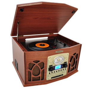 Pyle PTCDS7UI Retro Vintage Turntable System, Wood Finish: Picture 1 regular