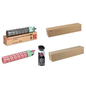  Ricoh Type 145 Complete High Yield Toner Cartridge Bundle, with Cyan, Magenta, Yellow and Black Cartridges (15000 Page Yield each) & Falcon Dust-Off Junior, 3.5 Oz. Spray Can 