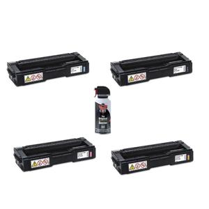  Ricoh Type SP C310A Complete Toner Cartridge Bundle, with Cyan, Magenta, Yellow and Black Cartridges (C/M/Y: 2500 Page Yield each, Black: 2500 Page Yield) & Falcon Dust-Off Junior, 3.5 Oz. Spray Can 