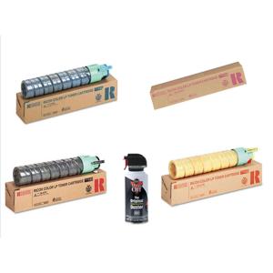  Ricoh Type 145 Complete Toner Standard Cartridge Bundle, with Cyan, Magenta, Yellow and Black Cartridges (5000 Page Yield each) & Falcon Dust-Off Junior, 3.5 Oz. Spray Can 