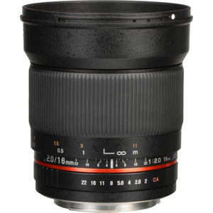  Rokinon 16mm F/2.0 ED AS UMC CS Lens for Canon EF-S Mount 