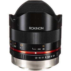  Rokinon 8mm f/2.8 UMC Fish-Eye Lens for Fujifilm X Mount, Black 