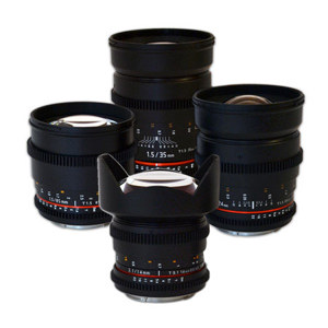  Rokinon 4 Cine Lens Kit For Sony Nex E Mount (14mm T3.1, 24mm T1.5, 35MM T1.5, 85MM T1,5) 
