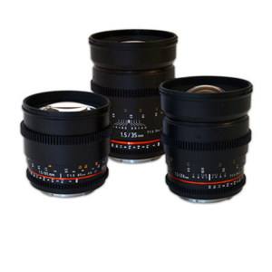  Rokinon Canon EF-Mount Three Cine Lens Bundle with 24mm T1.5 Cine Lens, 35mm T1.5 Cine Lens, and 85mm T1.5 Cine Lens - For Video EOS DSLR Cameras 