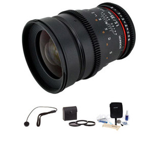 Rokinon 35mm T1.5 Cine Lens for Canon EF - Bundle - with h Pro Optic 77mm Digital Essentials Filter Kit, Flashpoint CapKeeper CK2 Lens Cap Leash, and Adorama 1836A Cleaning Kit for Optics and Cameras