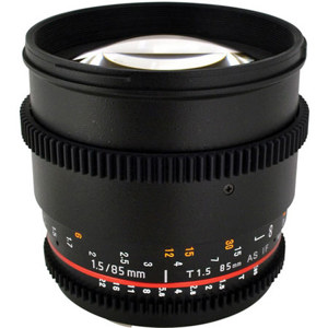  Rokinon 85mm t/1.5 Aspherical Lens for Sony Alpha with De-Clicked Aperture and Follow Focus Fixed Lens 
