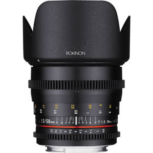  Rokinon 50mm T1.5 Cine DS Lens for Micro Four Thirds, 6 Groups/9 Elements, 1.5' Minimum Focussing Distance 
