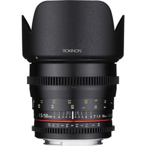  Rokinon 50mm T1.5 Cine DS Lens for Sony E Mount, 6 Groups/9 Elements, 1.5' Minimum Focussing Distance 