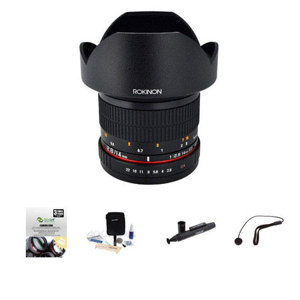  Rokinon 14mm F2.8 IF ED Super Wide Angle Lens for Fuji X Mount - Bundle With New Leaf 3 Year (Drops & Spills) Warranty, Lenspen Lens Cleaner, Lens Cleaning Kit, Capleash II 