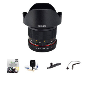  Rokinon 14mm F2.8 AS IF ED UMC Super Wide Angle Lens for Sony E Mount - Bundle With New Leaf 3 Year (Drops & Spills) Warranty, Lenspen Lens Cleaner, Lens Cleaning Kit, Capleash II 