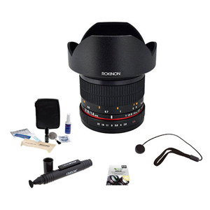  Rokinon 14mm f/2.8 IF ED MC Super Wide Angle Lens for Sony - Bundle With New Leaf 3 Year (Drops & Spills) Warranty, Lenspen Lens Cleaner, Lens Cleaning Kit, Capleash II 