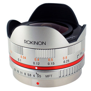  Rokinon 7.5mm f/3.5 UMC Ultra Wide-Angle Fisheye CS Lens for Micro 4/3, Silver 