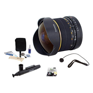 Rokinon 8mm f/3.5 Aspherical Fisheye Lens for Canon DSLR Cameras - Bundle With New Leaf 3 Year (Drops & Spills) Warranty, Lenspen Lens Cleaner, Lens Cleaning Kit, Capleash II 