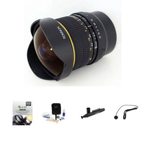  Rokinon 8mm f/3.5 Fisheye CS Lens for Sony E-Mount, NEX & VG10 - Bundle With New Leaf 3 Year (Drops & Spills) Warranty, Lenspen Lens Cleaner, Lens Cleaning Kit, Capleash II 